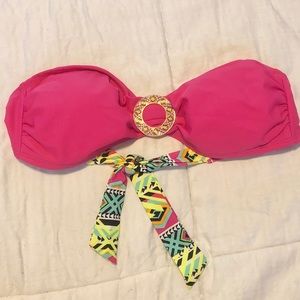 Pink Tribal Bandeau Swim Top